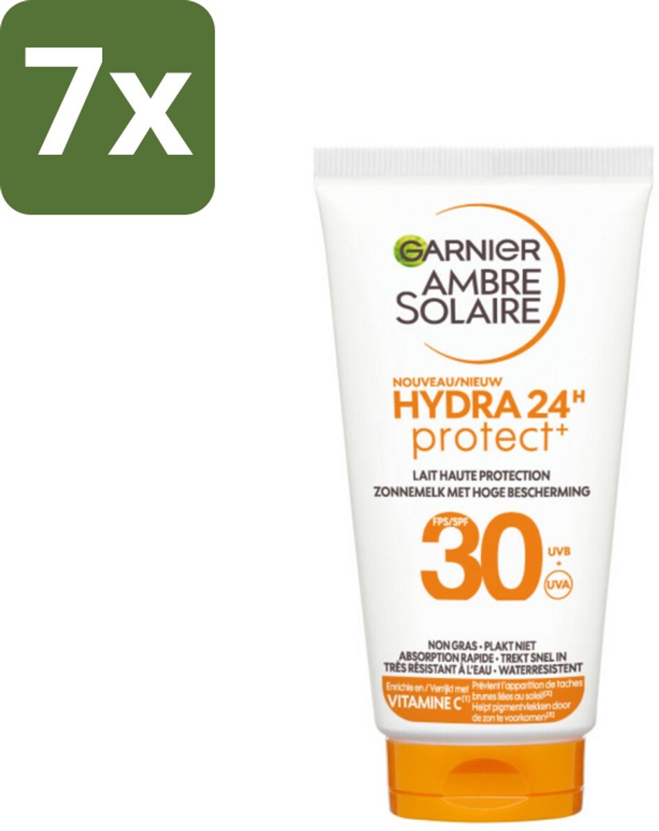 Garnier - Ambre Solaire - Zonnebrandcrème - Hydra 24H Protect - SPF 30 - Reisformaat - 50 ml - Bulkverpakking - 7 stuks