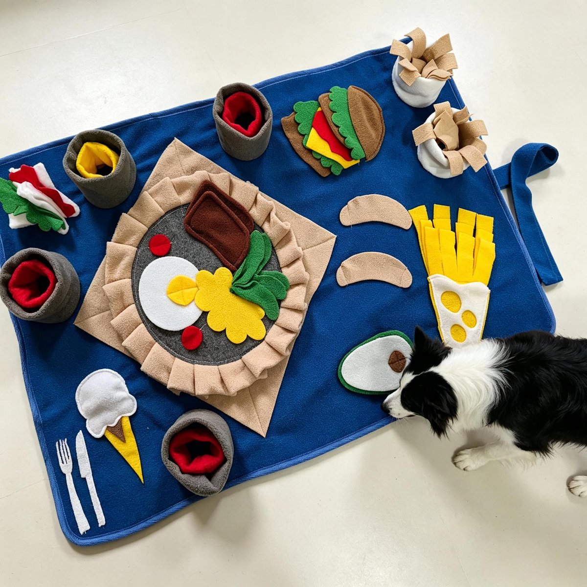 Snuffelmat voor huisdieren, speelmat voor huisdieren, slowfoodmat voor huisdieren, speelgoed voor huisdieren, training voor huisdieren, honden en katten, kleur，Model G 80 * 50cm