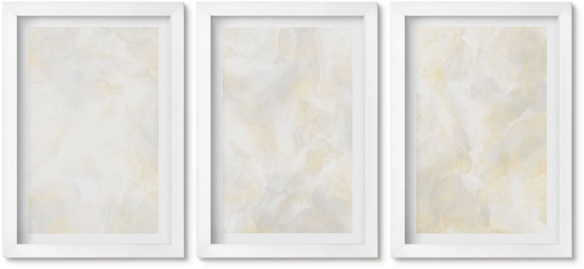 Wallfluent 3-Delige Schilderij Set - Heldere Texturen, Penseelstreken En Design. - 20 x 30 - Stijlvolle Muurdecoratie - Slaapkamer