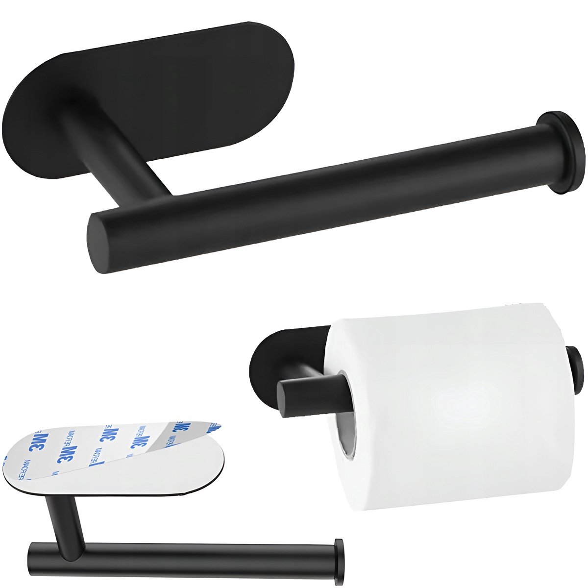 Zwarte Zelfklevende Toiletrolhouder - Loft Stijl, Geen Boren