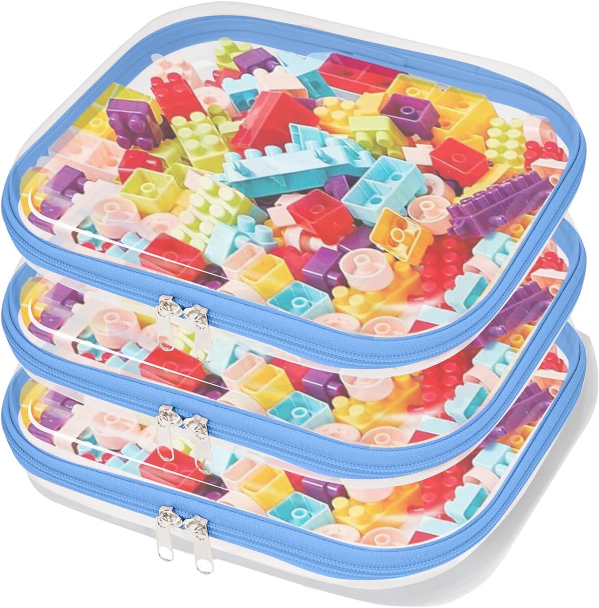 Transparent Double Zipper Bag, PVC Transparent Toiletry Bag, Waterproof Travel Storage Bag Cosmetic Bag, Portable Hard - ShopVlot