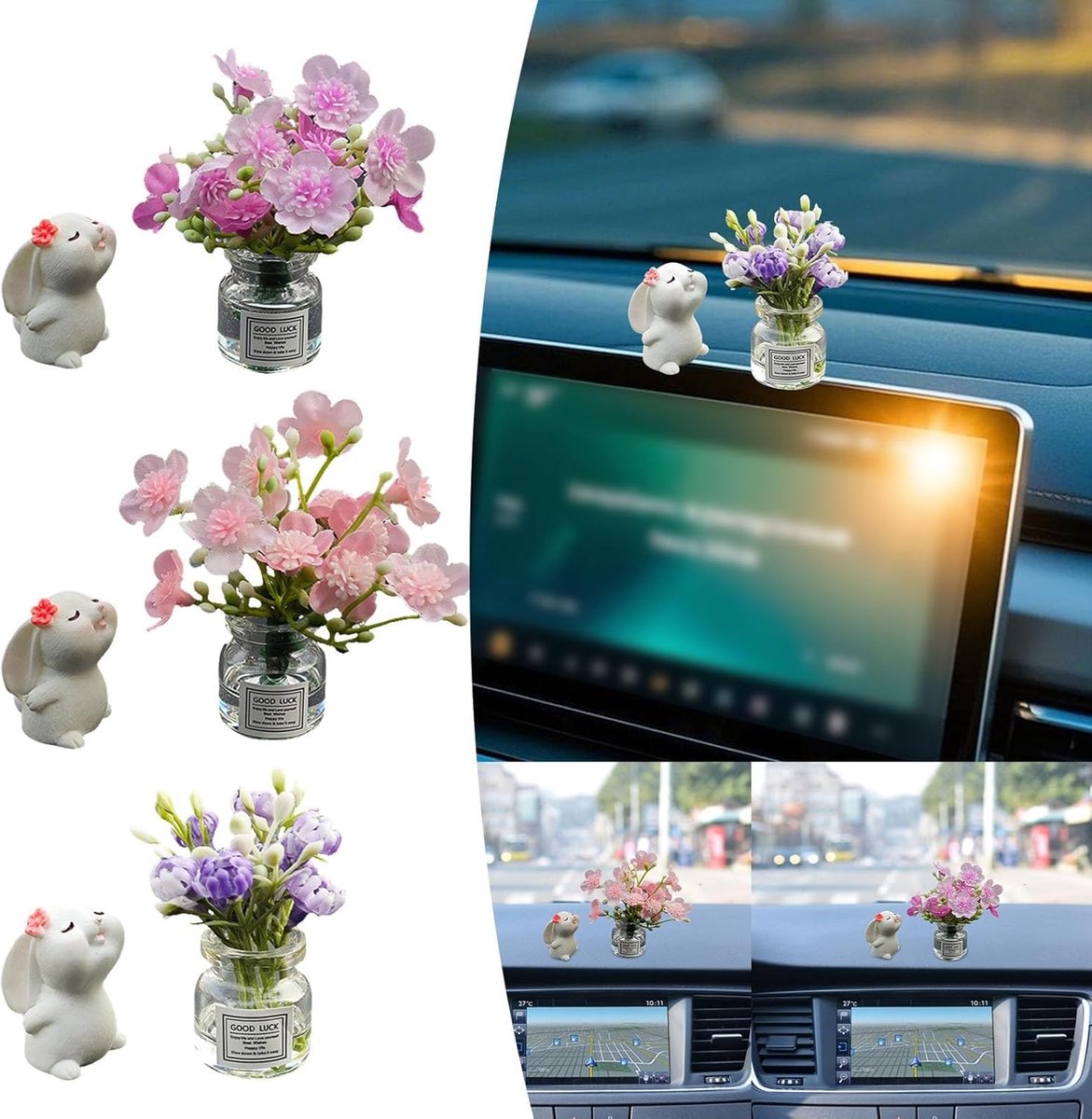 Auto ornamenten, grappige dashboard decoraties, auto decoratie interieur esthetisch, auto accessoires bloem, miniatuur - ShopVlot