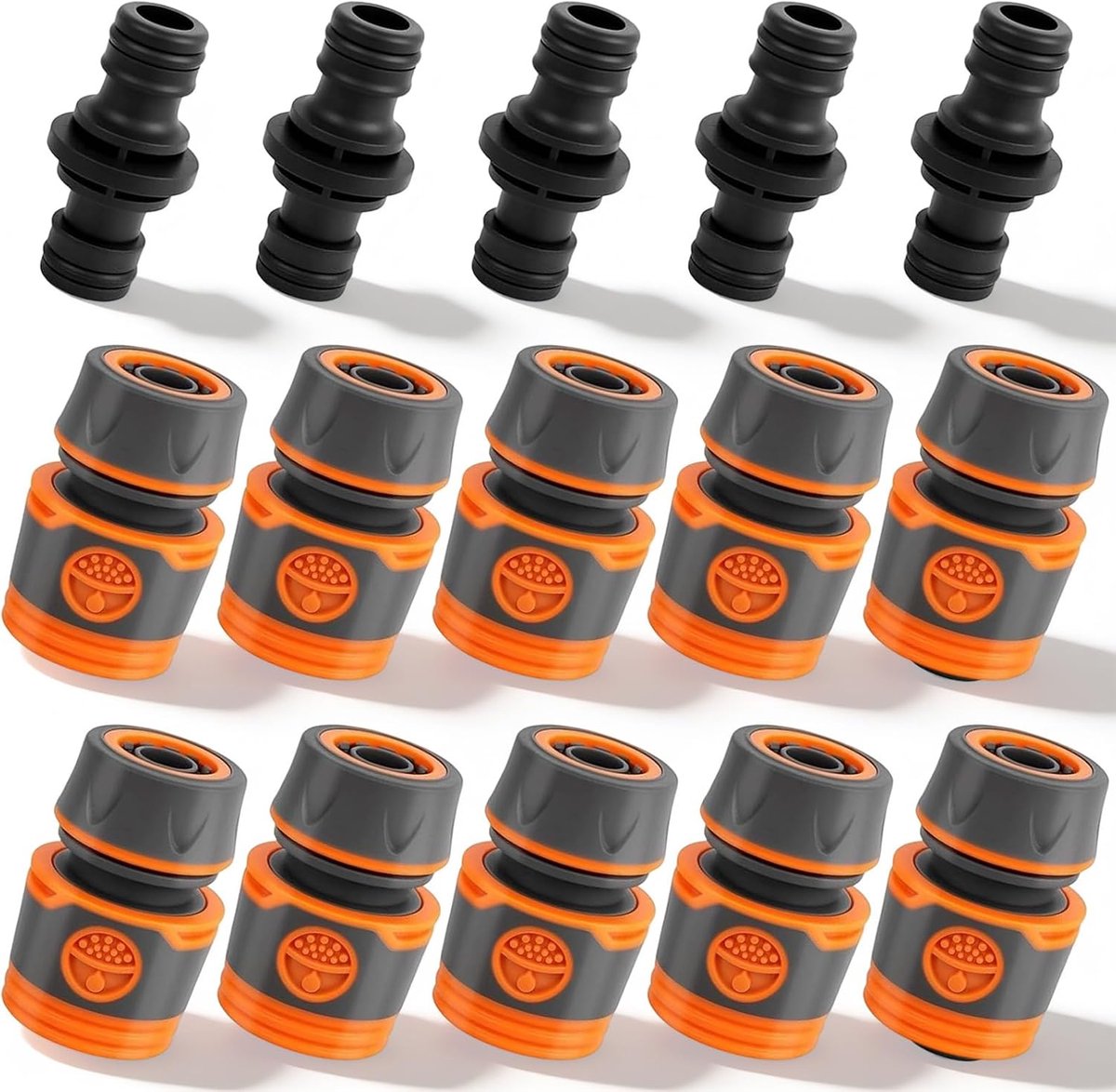 Tuinslangverbindingsset met 10 stuks 1/2 inch snelle tuinslangverbinders en 5 dubbele stekkers, waterslangverlenging - ShopVlot