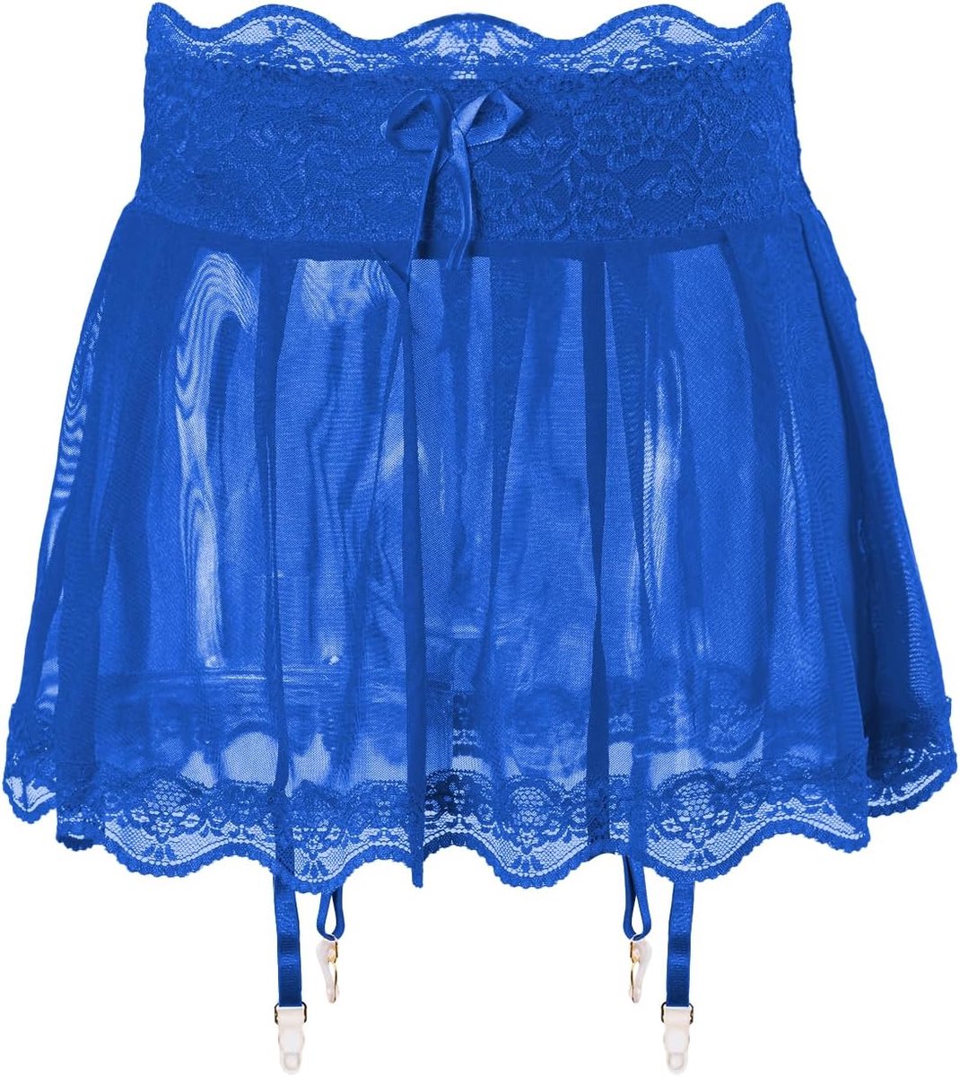 Sissy Mesh Sissy Skirt with Garters Sexy Translucent Crossdresser Skirt Underwear Nightclub Party Costume - ShopVlot