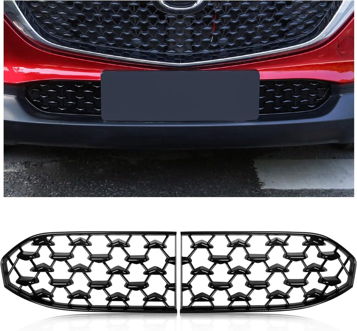 CDEFG Compatible with Mazda CX30 CX-30 2019-2023 2024 Front Radiator Grille Frills Front Bumper Mask Car Grill - ShopVlot