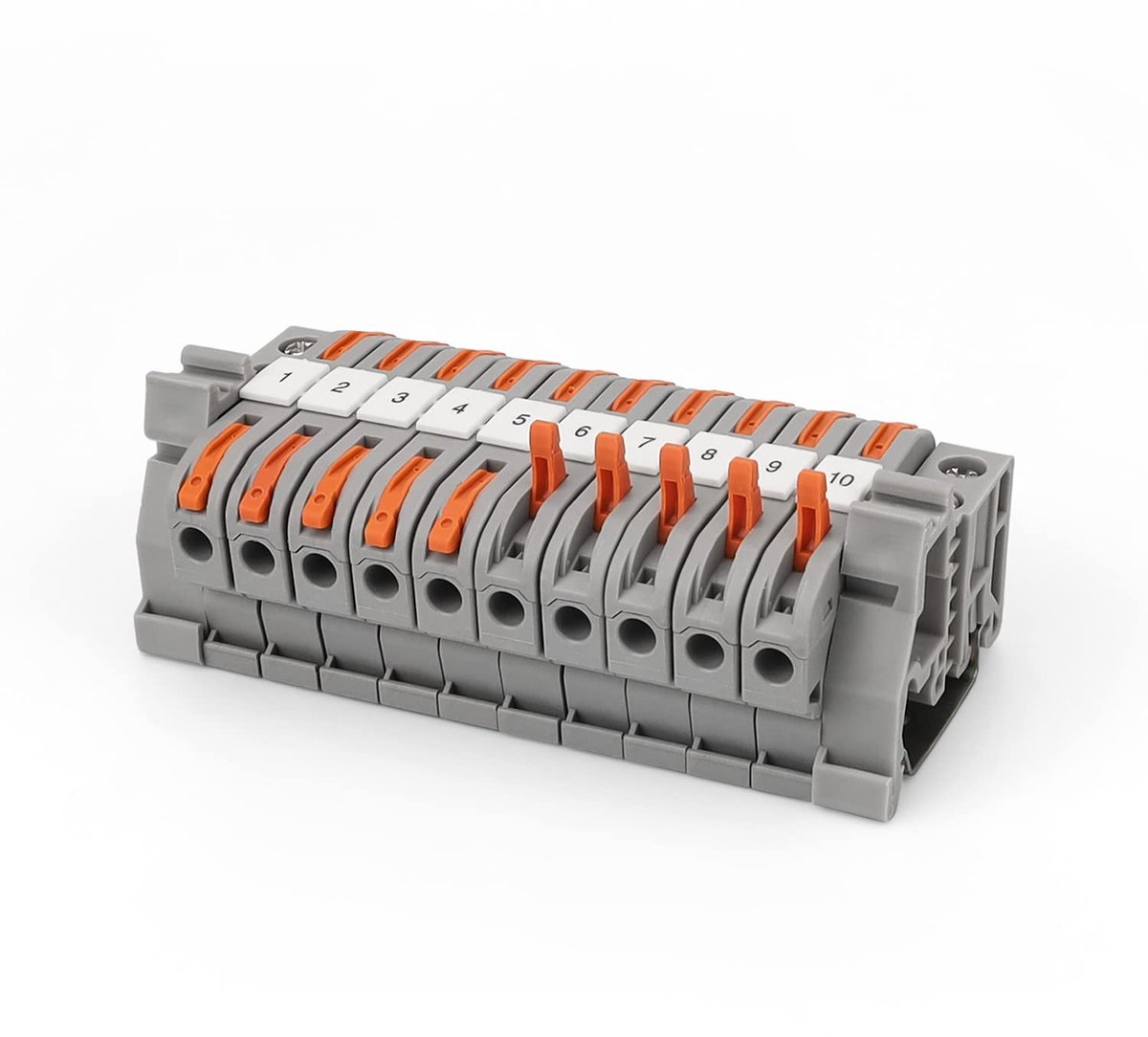 Electrical Terminal Block With DIN-Rail 10 cm, 10 Clamps 0.08-4 mm², Quick Connection For Electrical Engineering and - ShopVlot