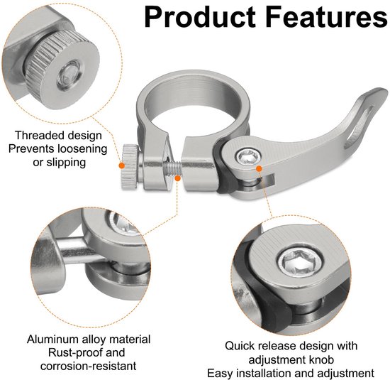 Fietszadelklem 31,8 mm Aluminium voor Snelspanner Fietszadel — afbeelding 4