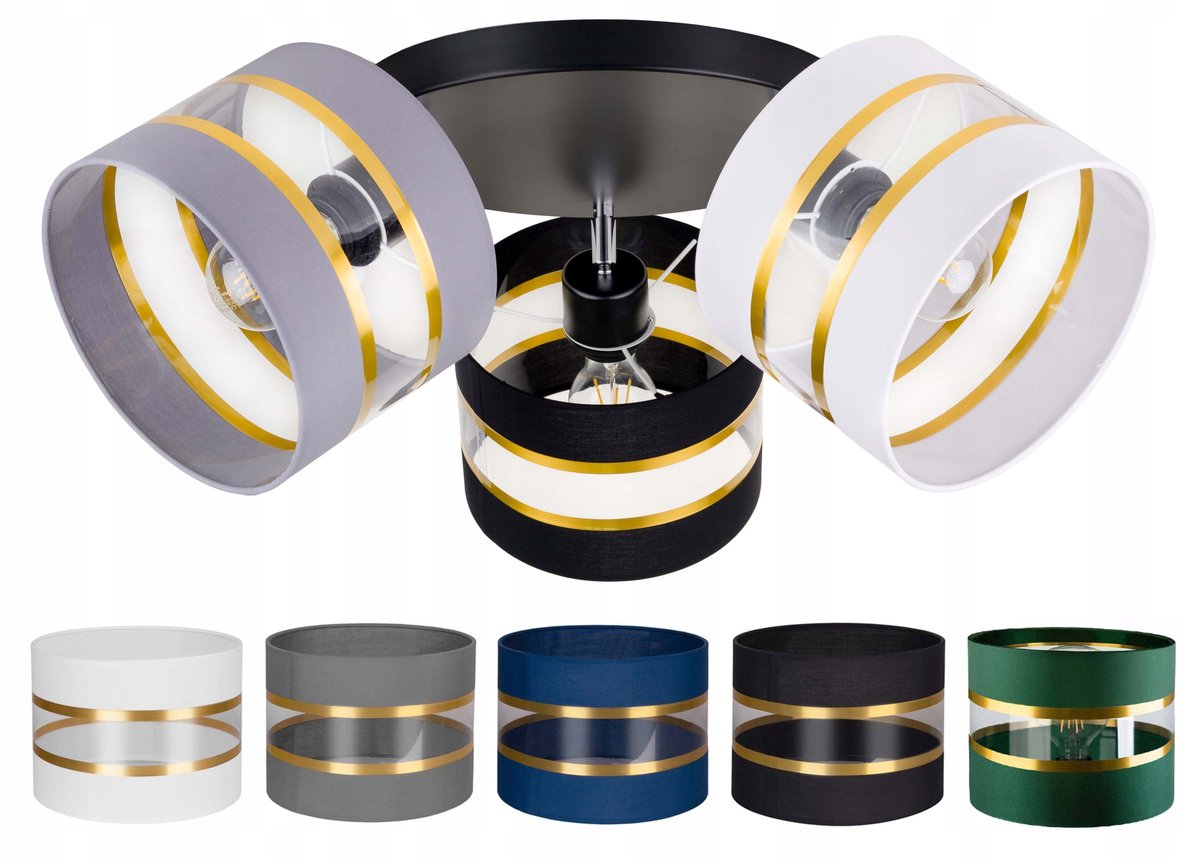 Moderne Plafondlamp met Verstelbare Stoffen Lampenkappen - Zwart