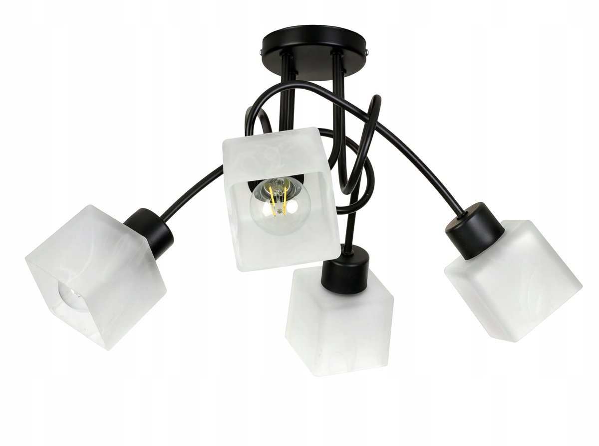 Hanglamp Loft Glas 4xE27 Zwart - Stijlvolle Verlichting