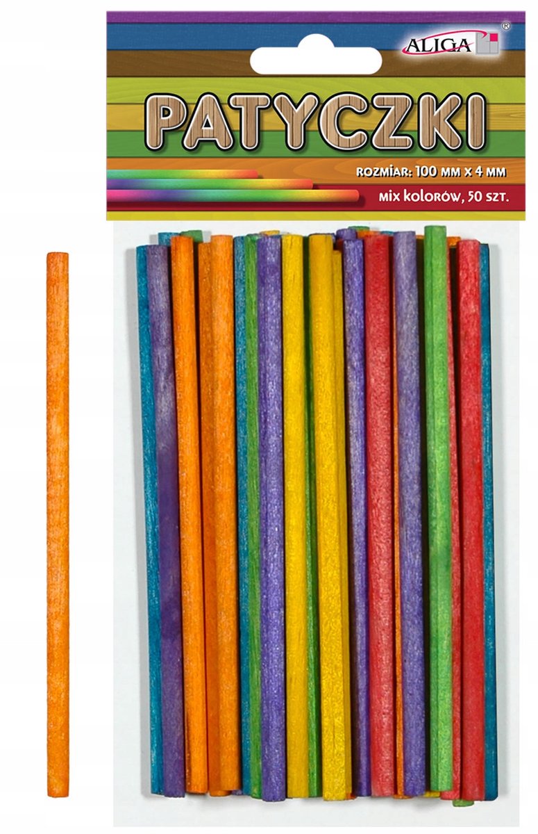 Aliga Creatieve Houten Stokjes Rond, 50 stuks, mix kleuren