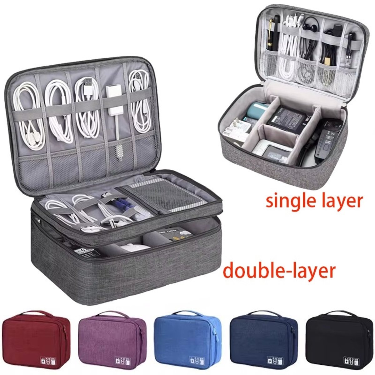 Huis Geluk Reiskabel Opbergtas - Waterdichte Elektronica Organizer voor Kabels, Opladers en USB-stekkers