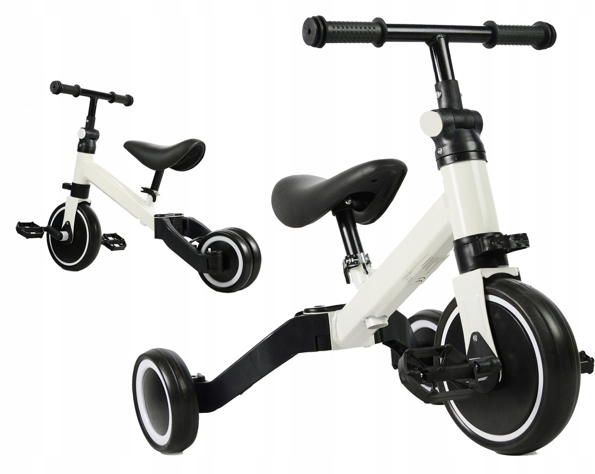 Merkloos Loopfietsje 4-in-1 Driewieler met Verstelbaar Stuur Wit