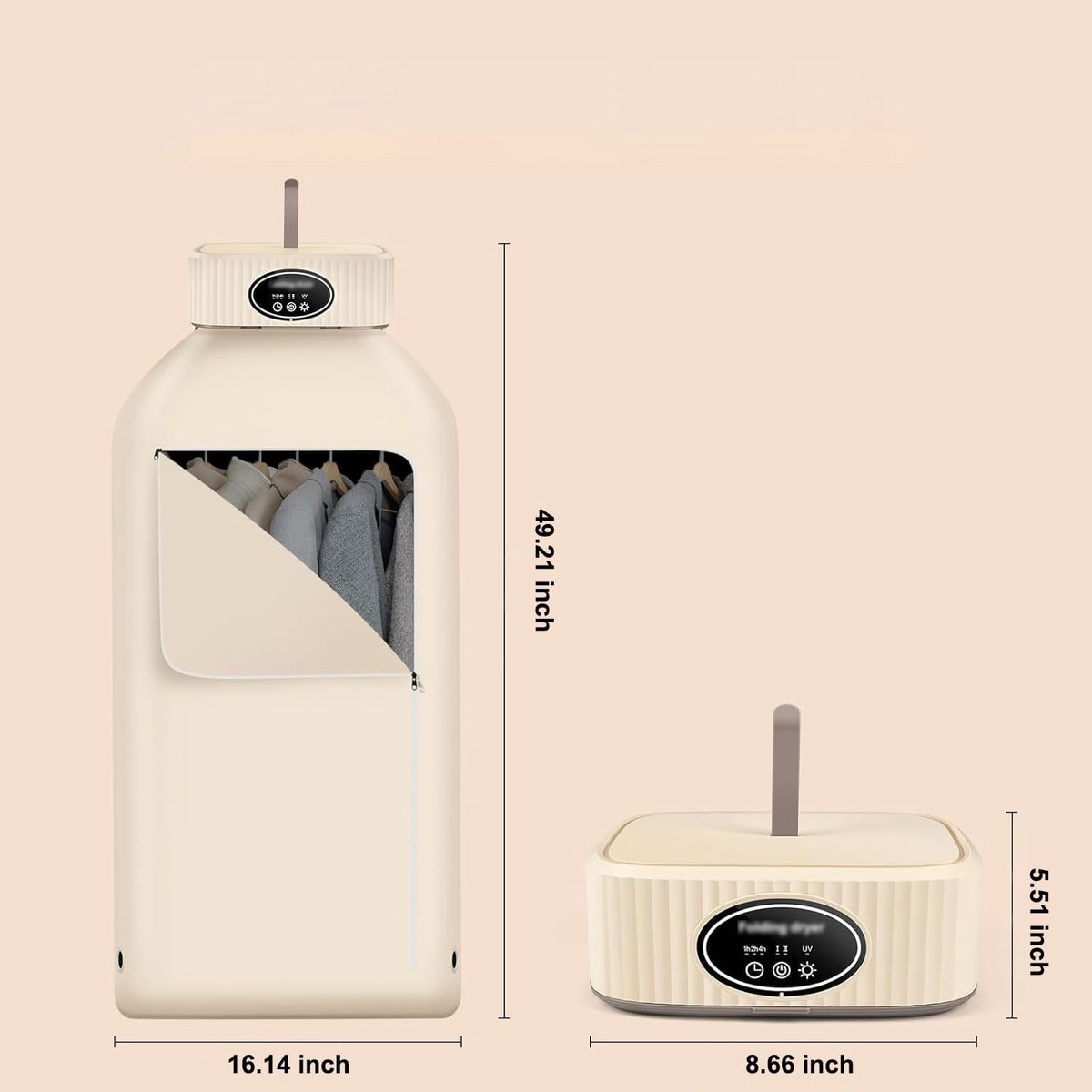 Condensdroger Wasdroger - Multifunctionele Droger - Opvouwbare Droogmachine - met UV Sterilisatie - 3 Timerstanden - 2 Snelheden - 45 dB Stil - Elektrisch Droogrek - Voor Thuis & Campers & Appartementen & Hotels thumbnail 5