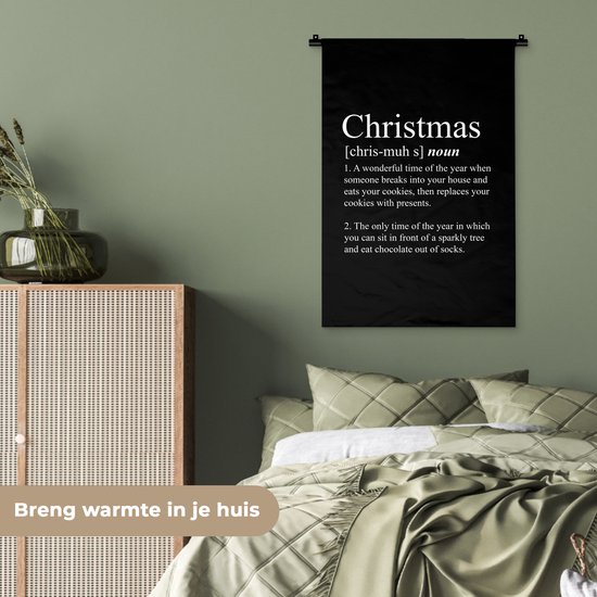 Wandkleed 60x90 cm - Wanddoek Kerstmis - Woordenboek - Spreuken - Quotes - Christmas definitie - Wandtapijt - Wandkleden