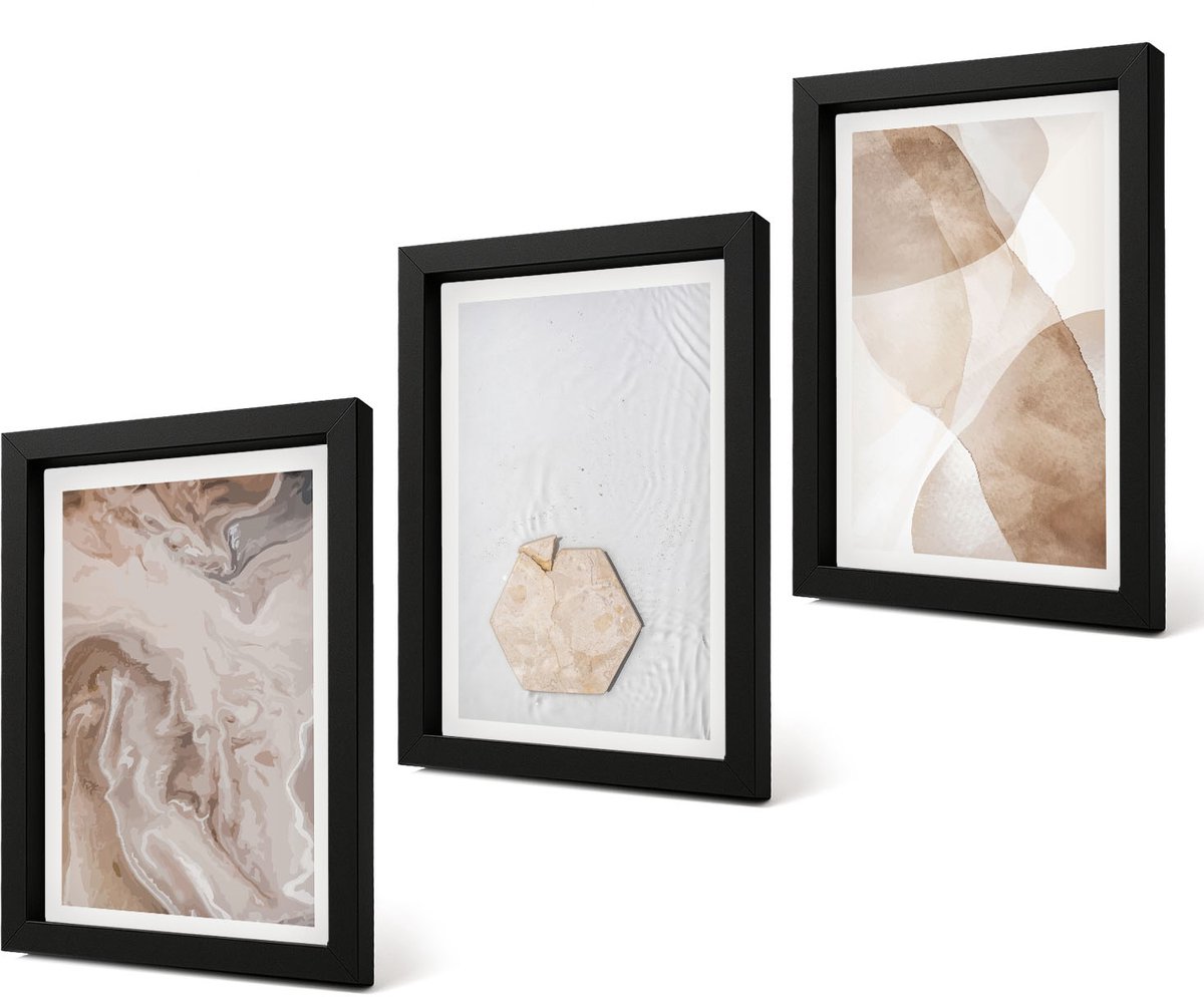 Coloray 4-Delige Schilderij Set - Abstracte vormgeving geïnspireerd door de natuur. - 20 x 30 cm - Muurdecoratie - Wanddecoratie - Slaapkamer - Woonkamer Decoratie