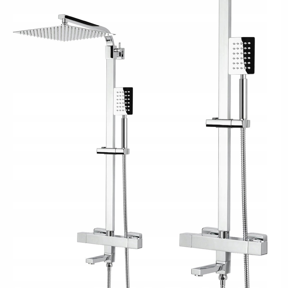 Thermostatische Douchekolom met Baduitloop & Regendouche 25x25cm