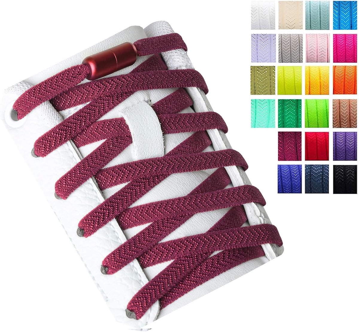 Olukssck 2 pairs of 5 mm wide elastic laces without bows, universal shoelaces with metal closure, no laces for - ShopVlot