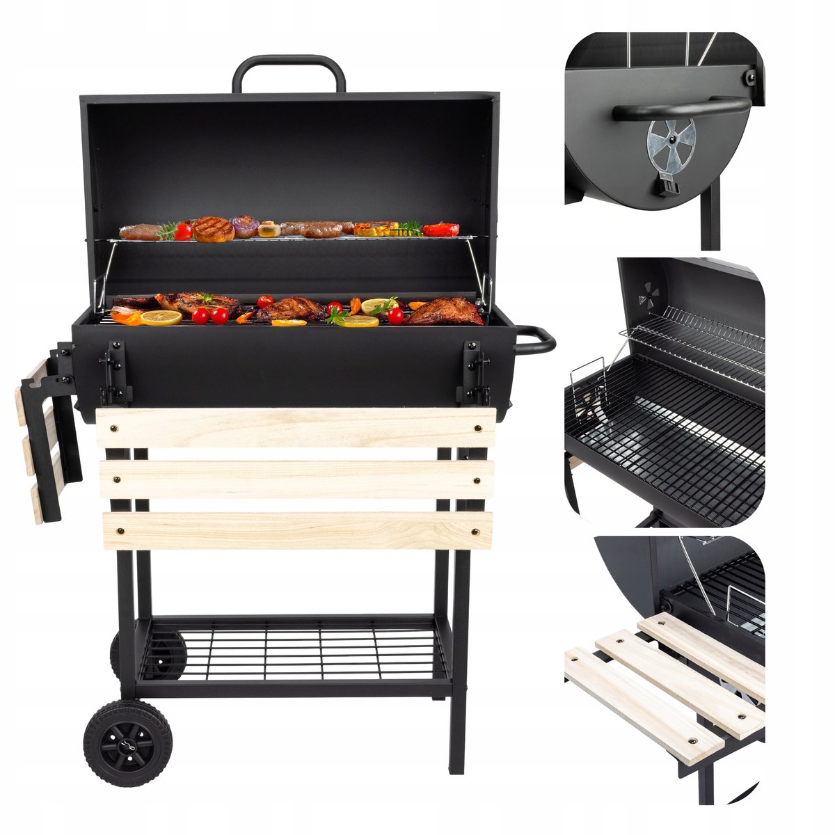 Velio OYA Koolgrill - Grote Chromen Grill, Ideaal voor Tuin