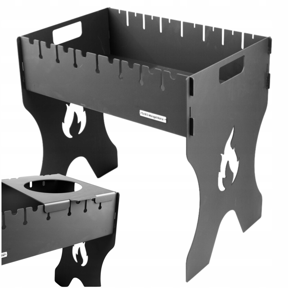 Opvouwbare Koolgrill Mangal 3mm Staal - 8 Spiesjes