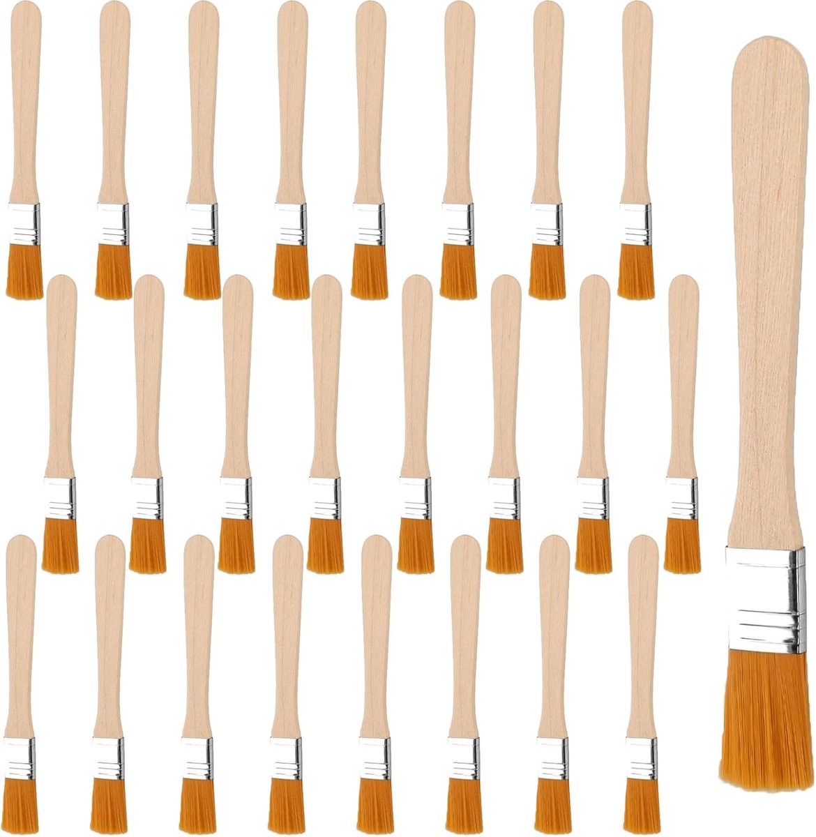 Flat Brush 25 Pcs Small Brush Set Glaze Brush Painting Brush Flat Brush Paint Brush for Wooden Handle Colours Art - ShopVlot