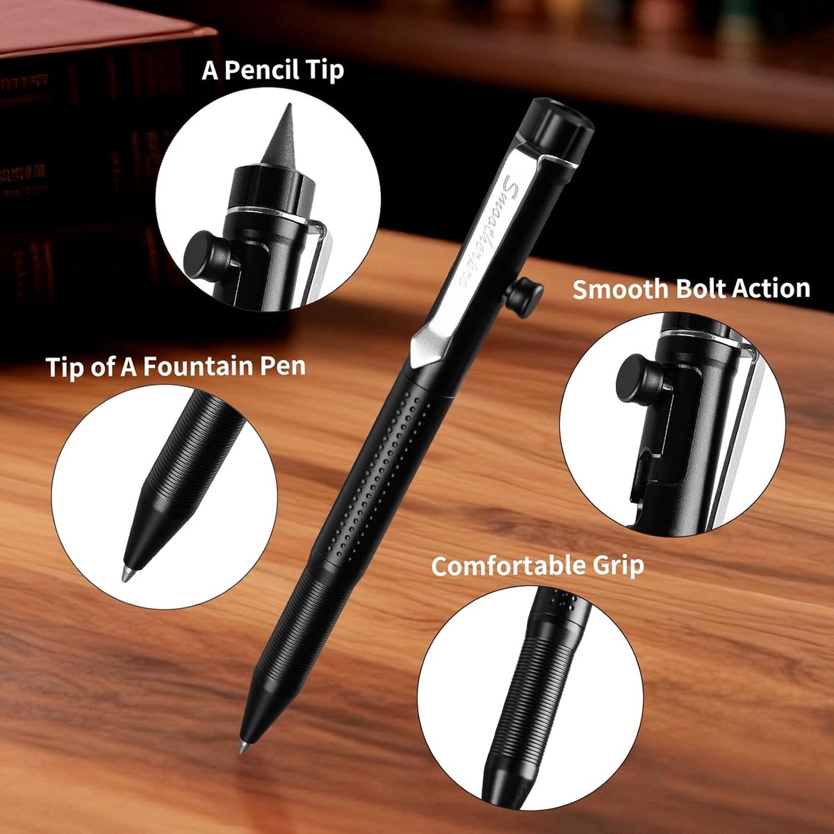 SMOOTHERPRO Twist Retractable Aluminum Pen - Ballpoint Pen and Pencil in One with Graphite Alloy Tip Swivel Design - ShopVlot