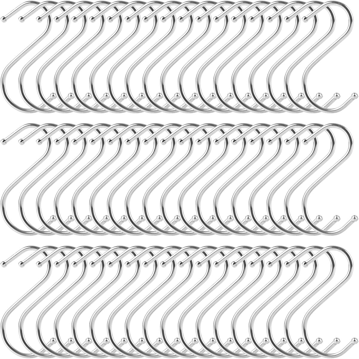 STARVAST 100 Pcs Stainless Steel S Hooks, Hanging Hooks, Commonly Used Kitchen Hooks, Stainless Steel Hanging Hooks, S - ShopVlot
