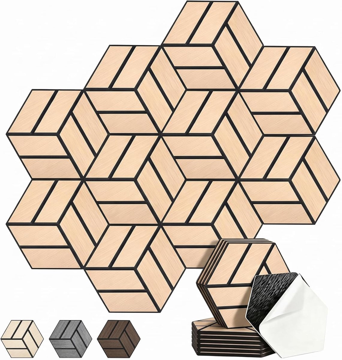 12 stuks zeshoekige akoestische platen, zelfklevend, 30 x 26 x 0,9 cm, geel - ShopVlot