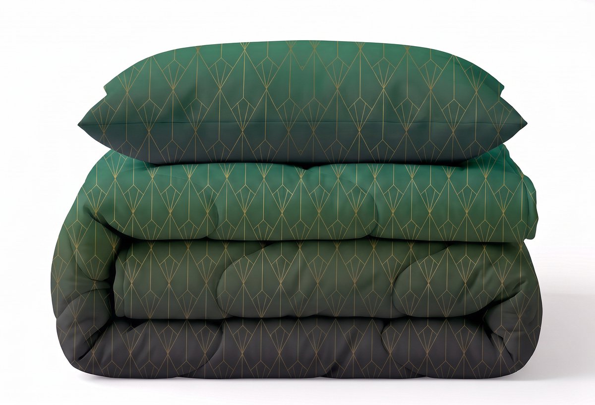 Sleeptime® 2 in 1 Dekbed zonder Overtrek Bowen - Wasbaar Dekbed - 140 x 220 cm + 1 x kussensloop 60x70 - Groen