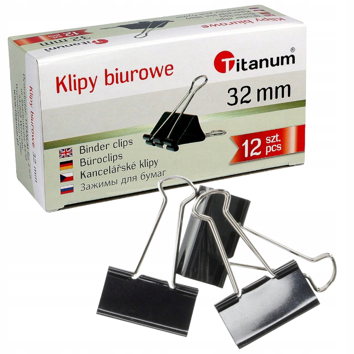 Kantoorclips voor Documenten, Metaal, 32mm, 12 Stuks