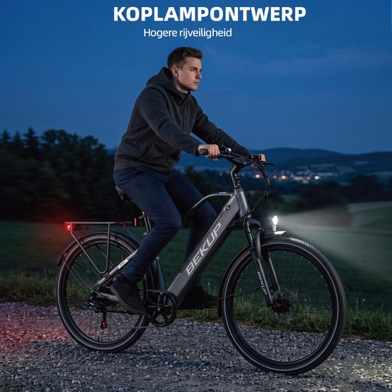 Bekup V2 Elektrische Fiets - 26" Banden - 250W Motor - 25km/h Maximale Snelheid - 36V14.5AH Accu -Actieradius Tot 75 Km - Shimano 7 Versnellingen - Mechanische Schijfremmen - Grijs — afbeelding 5