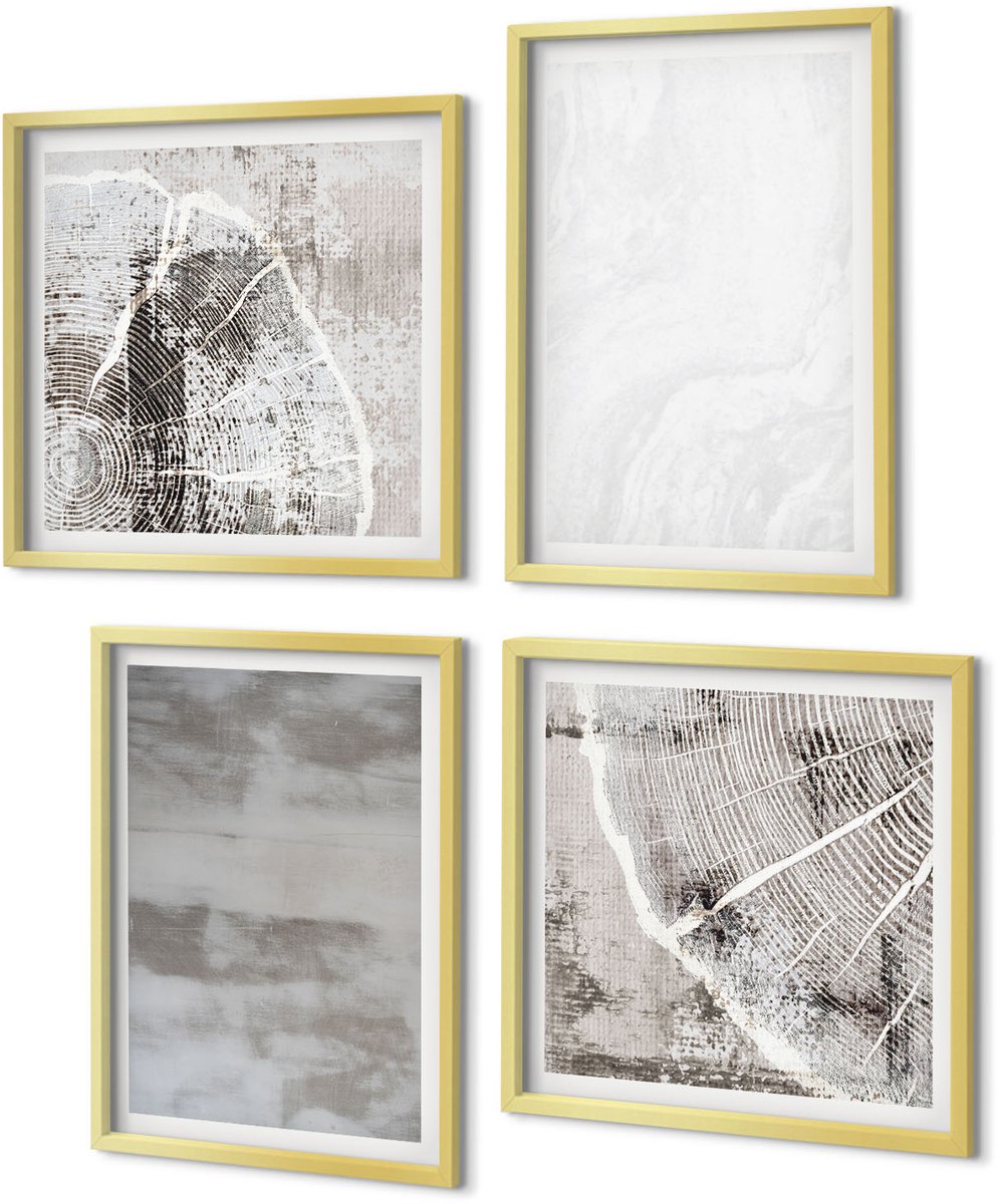 Coloray 4-Delige Schilderij Set - Abstracte vormen en structuren in moderne stijl. - 40 x 40 cm en 40 x 60 cm - Wanddecoratie - Muurdecoratie - Moderne Interieurdecoratie