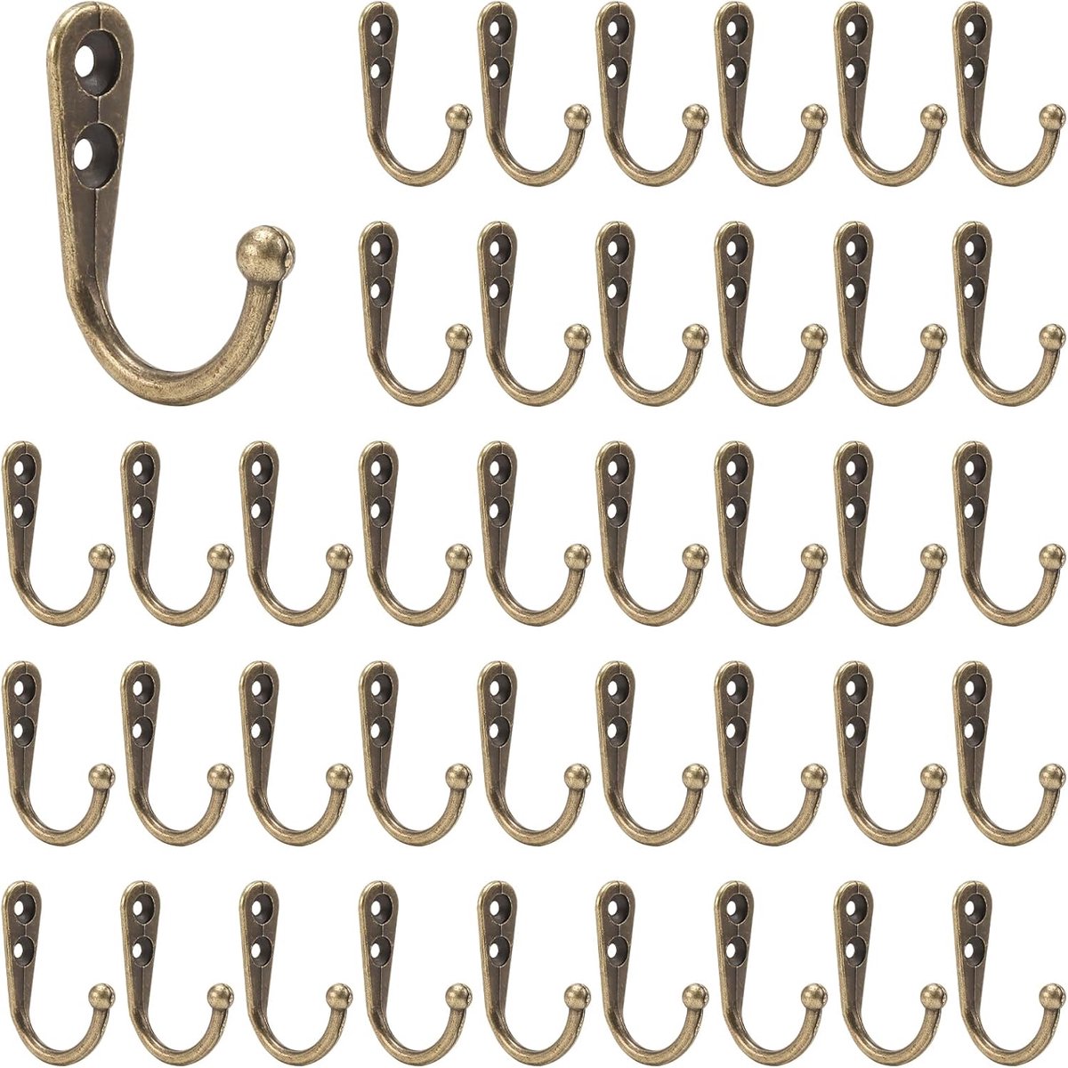 40 Pcs J Hooks for Screwing Bronze Vintage Wardrobe Hooks Individual Clothes Hooks Wall Hooks Small Metal Hooks with - ShopVlot