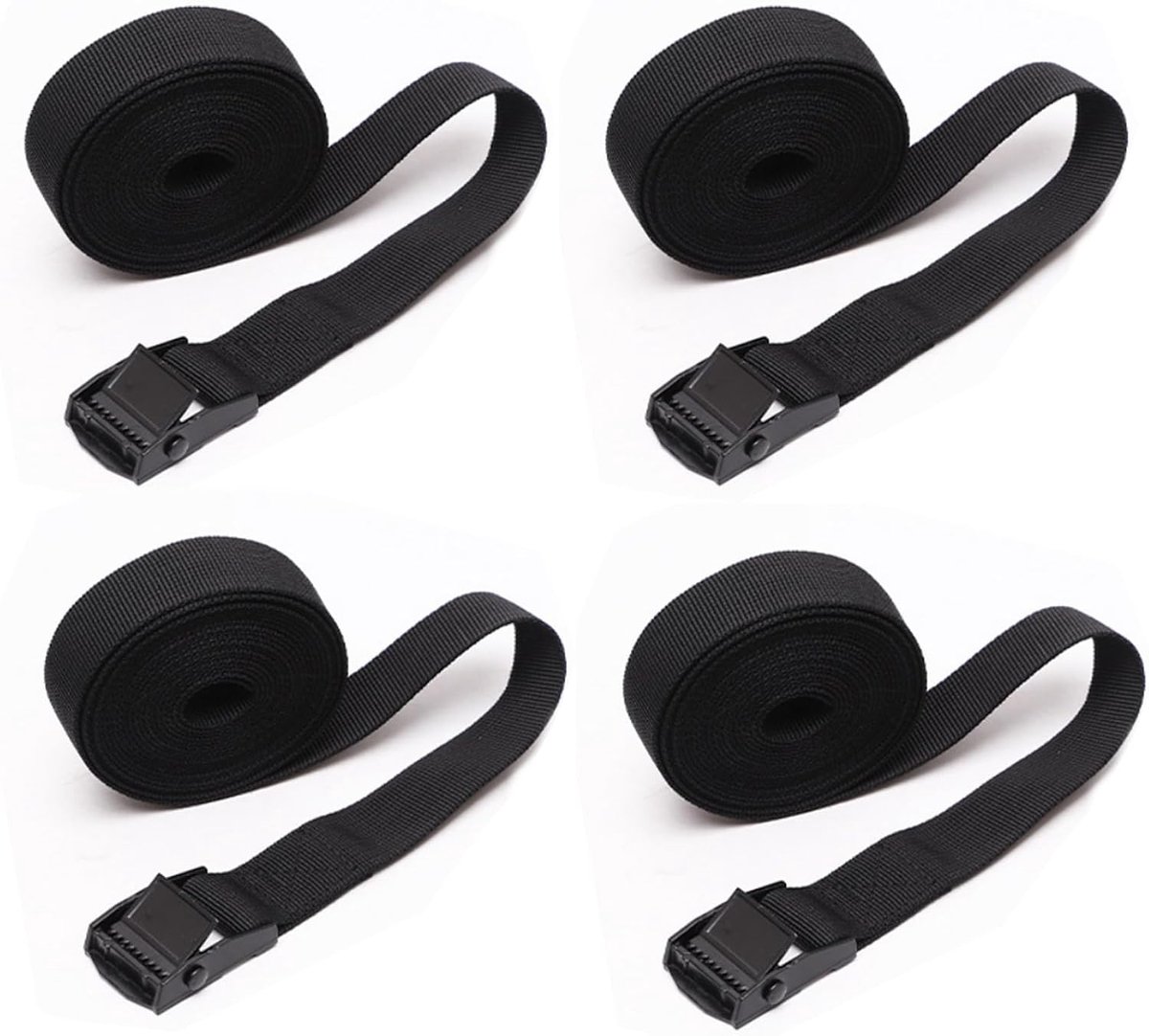 Pack of 4 ratchet lashing straps, anchoring straps with clasp, suitable for motorcycle, car, bicycle carrier, 150 cm x - ShopVlot