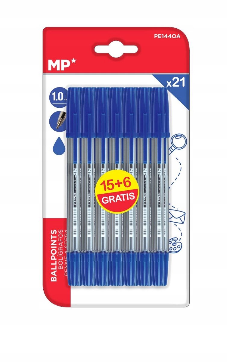 Blauwe pennen 21 stuks - Efficiënt en stijlvol schrijven