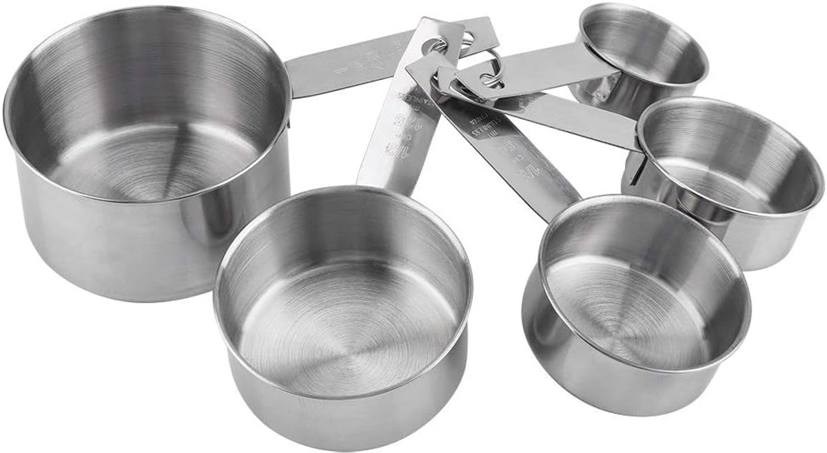 Maatbekers 5 stuks - roestvrij staal - roestbescherming - ideaal voor nauwkeurig afmeten - ShopVlot