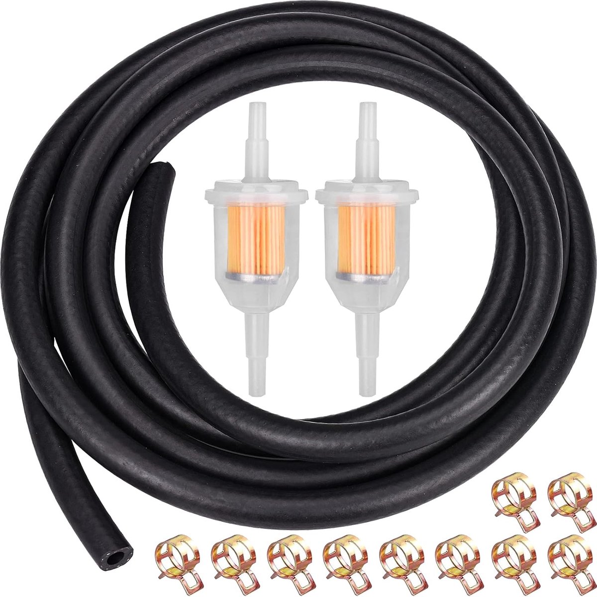 High-quality 1/4 inch petrol hose kit, 2 m diameter 6 mm fuel line + 2 pieces 6 mm / 8 mm petrol filters + 10 pieces - ShopVlot
