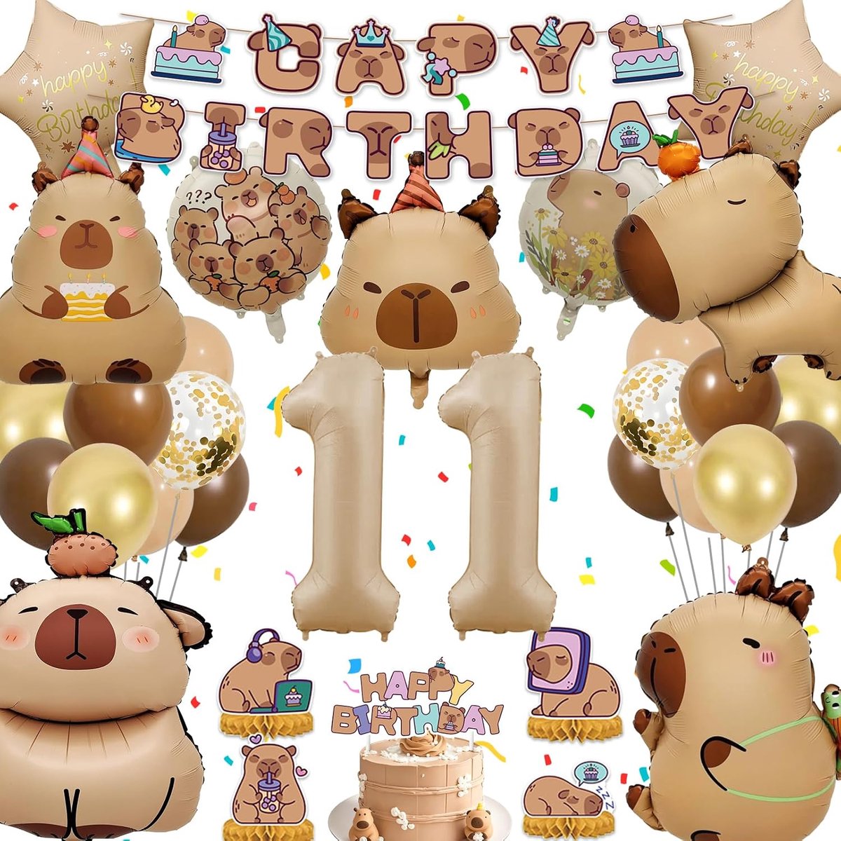 Capybara Birthday Decoration 11 Years, Capy Birthday Garland - ShopVlot