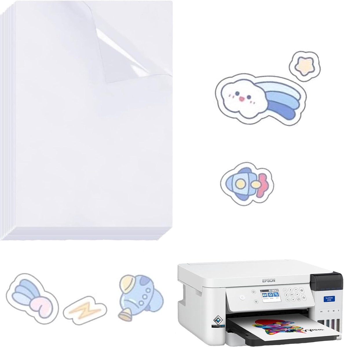 10 sheets of A4 printable adhesive film, transparent, transparent paper, printable for laser printers, self-adhesive - ShopVlot