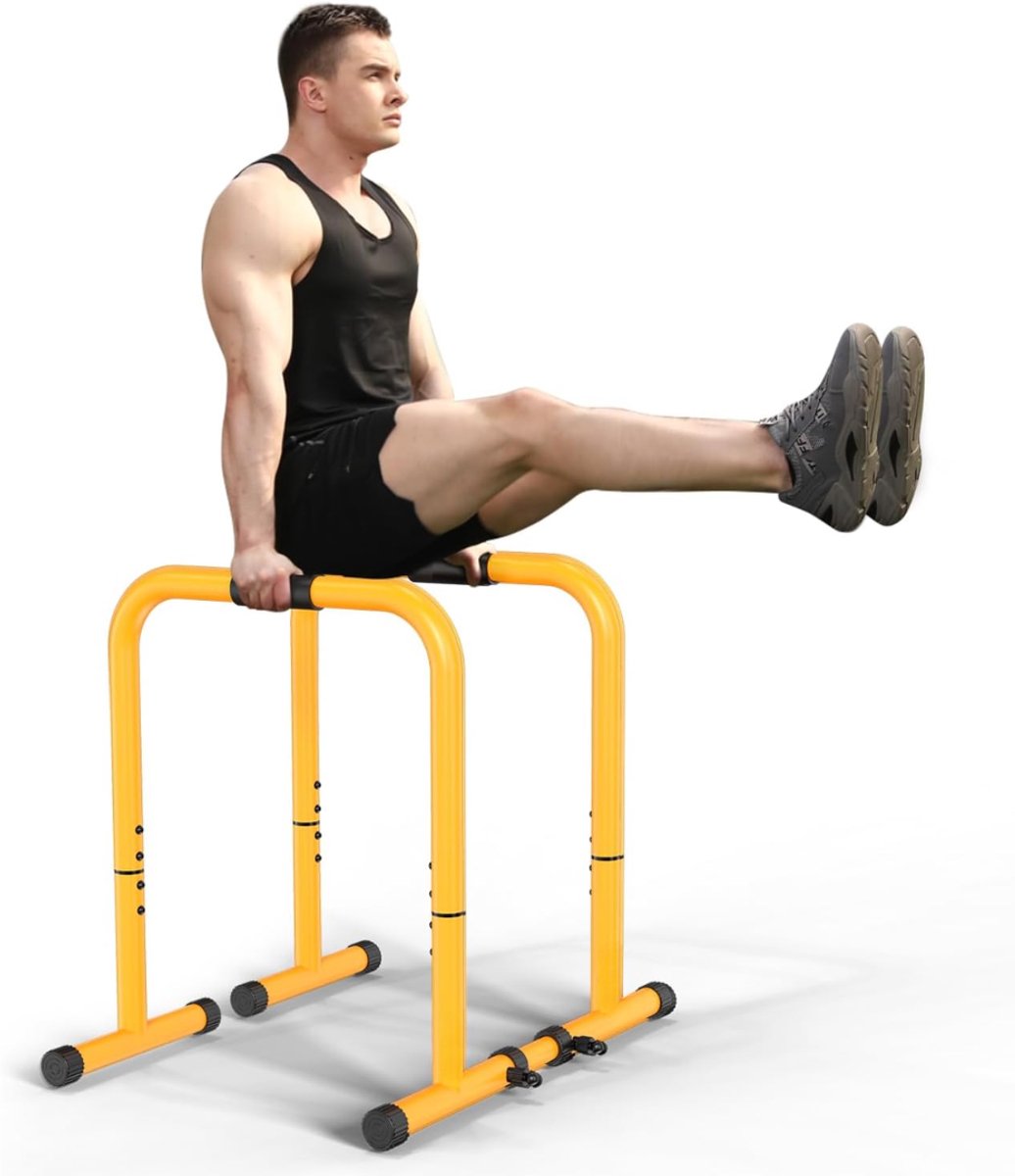 Lìon® Dip Bars - Dip Bars Hoog - Dip Station - Geel - 105cm x 63cm x 89cm