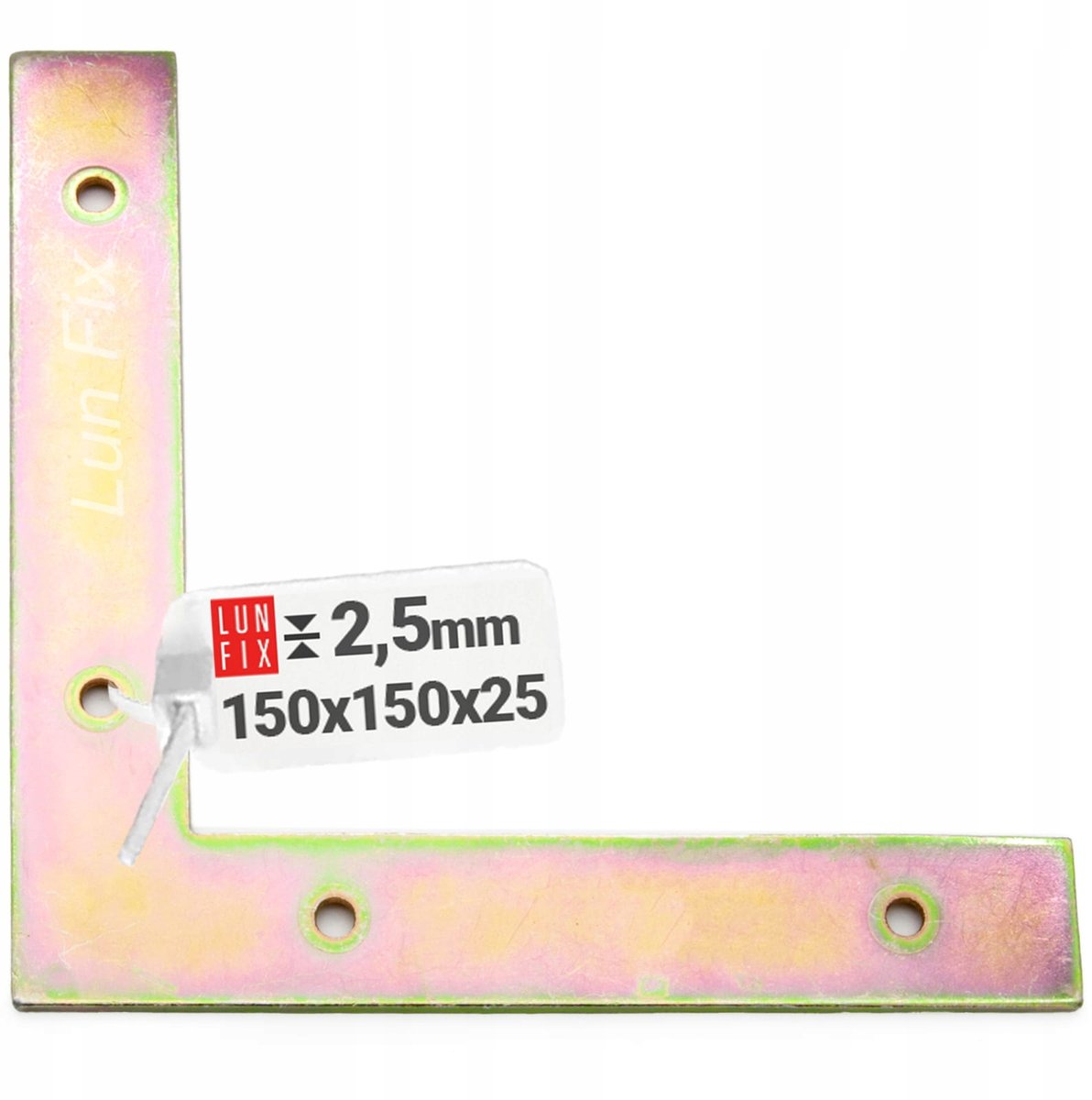 LUN FIX - Hoekbeugel - 150x150x25x2,5 mm - Gegalvaniseerde platte hoek L 90 graden