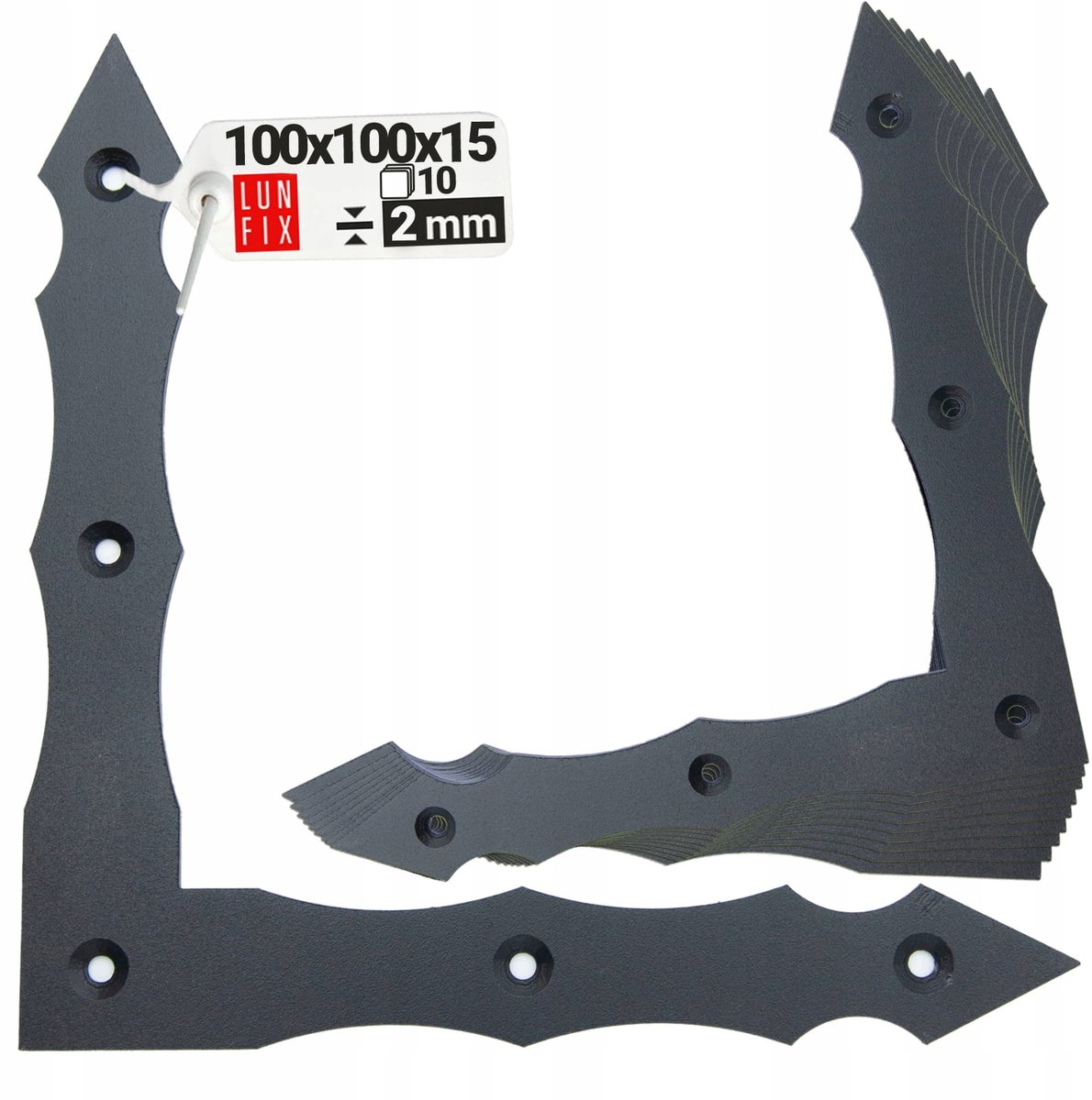 LUN FIX - Flachwinkel 100x100x15x2 mm - Schwarz Dekowinkel Zierwinkel L 90 - 10stuk