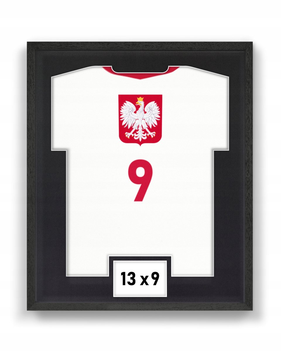Houten fotolijst voor sportshirt met 9x13cm fotovenster - 53x63cm
