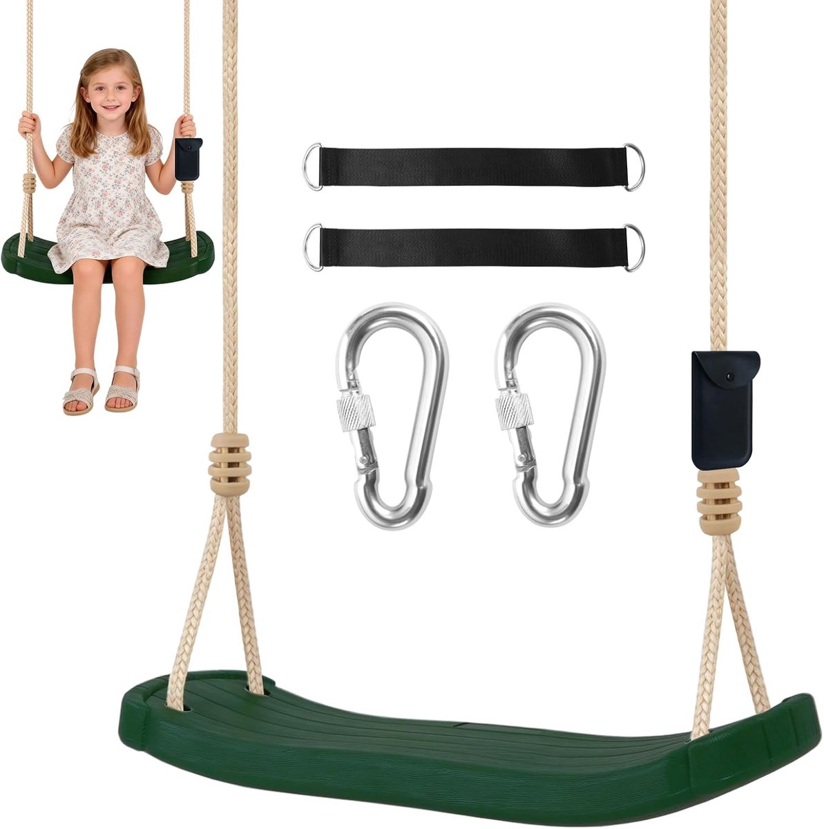 Kinderboomschommel met boomriemen - robuuste touwschommel - ergonomisch ontwerp - perfect voor binnen en buiten