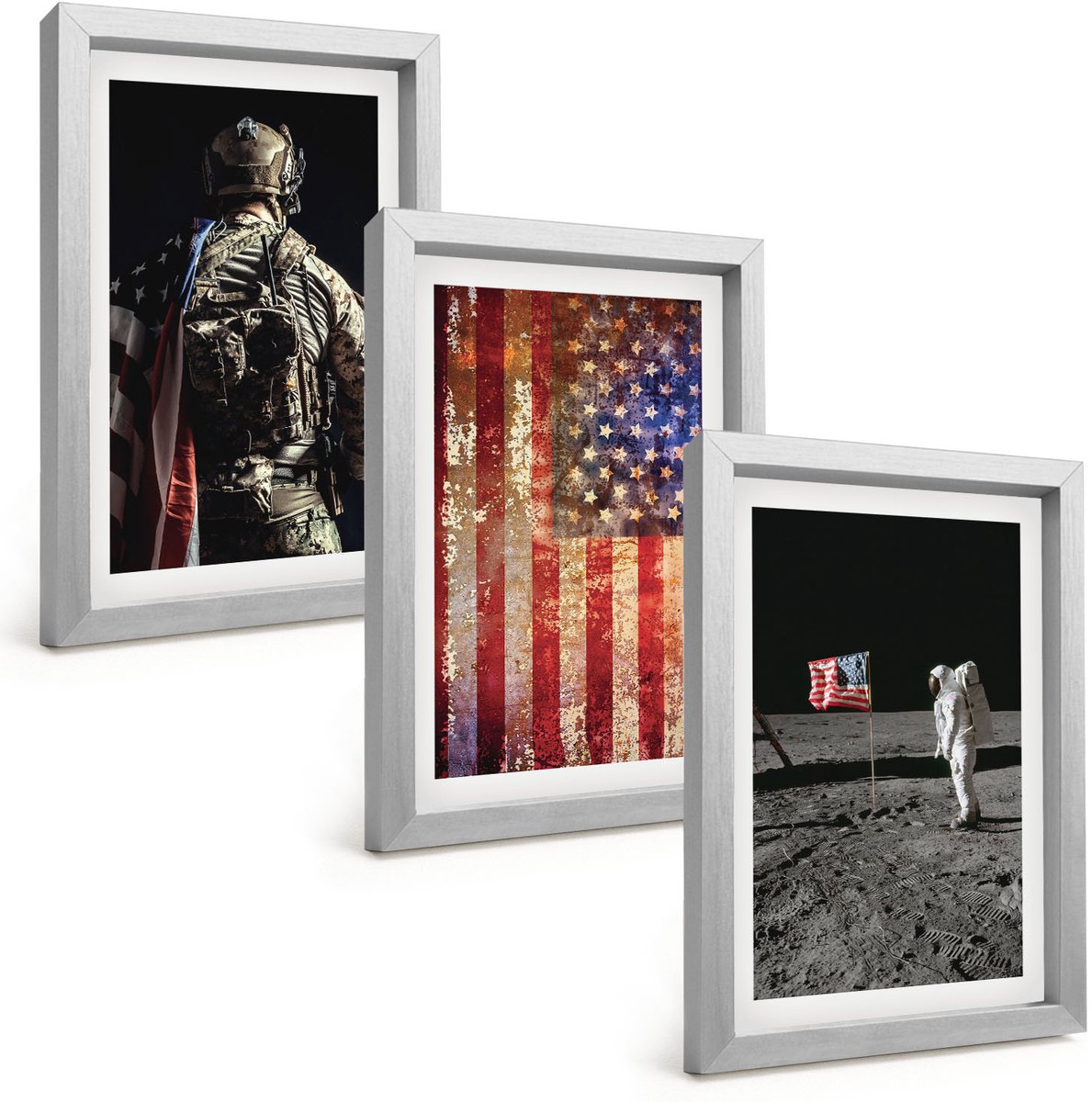 Tulup 4-Delige Schilderij Set - Amerikaanse nationale symbolen, vlag van de VS - 20 x 30 cm - Wanddecoratie - Moderne Interieurdecoratie - Muurdecoratie