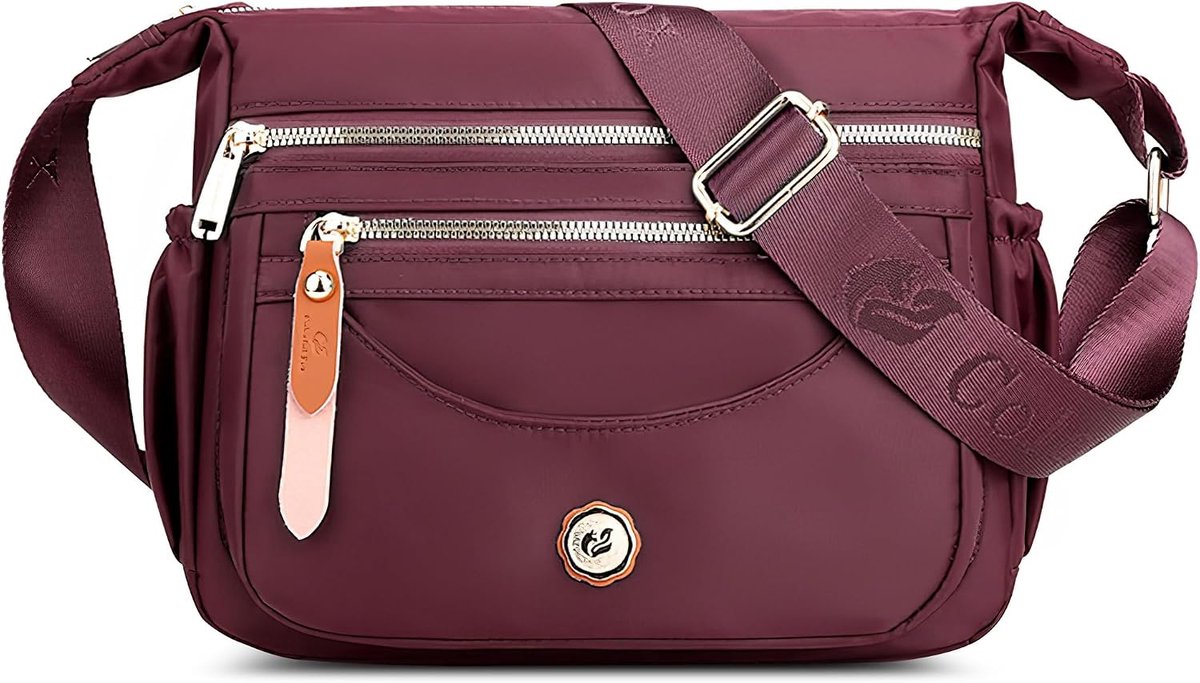 DIRRONA Fashionable simple shoulder bag ladies casual multiple pockets nylon waterproof crossbody bag travel work - ShopVlot