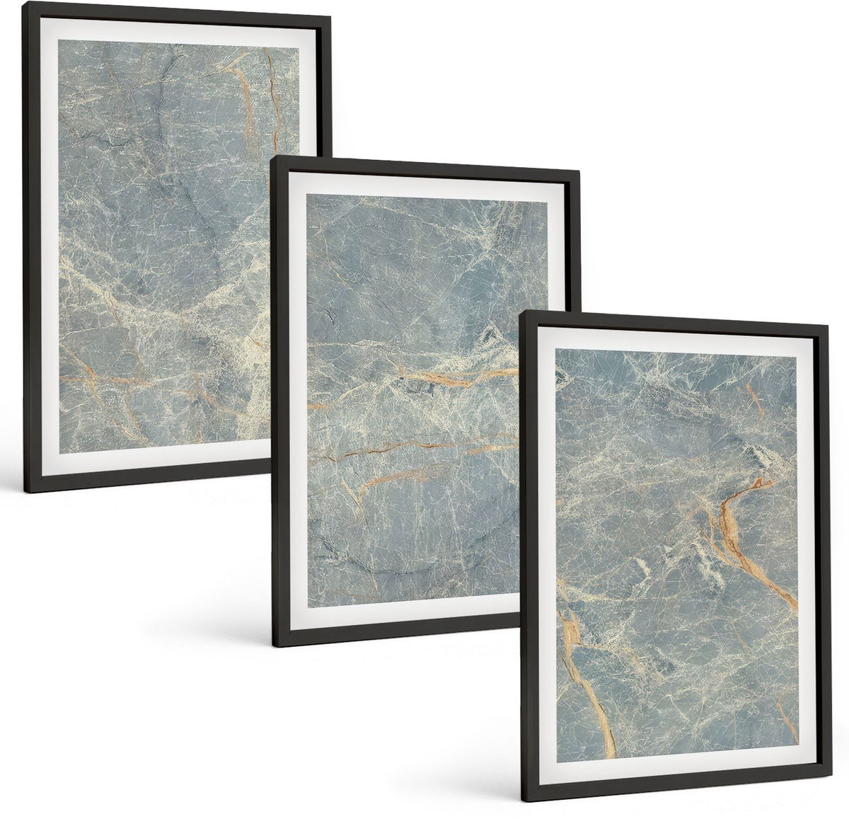 Tulup 4-Delige Schilderij Set - Decoratieve steenstructuur van groen geaderd marmer. - 40 x 60 cm - Muurdecoratie - Wanddecoratie - Slaapkamer - Moderne Wanddecoratie