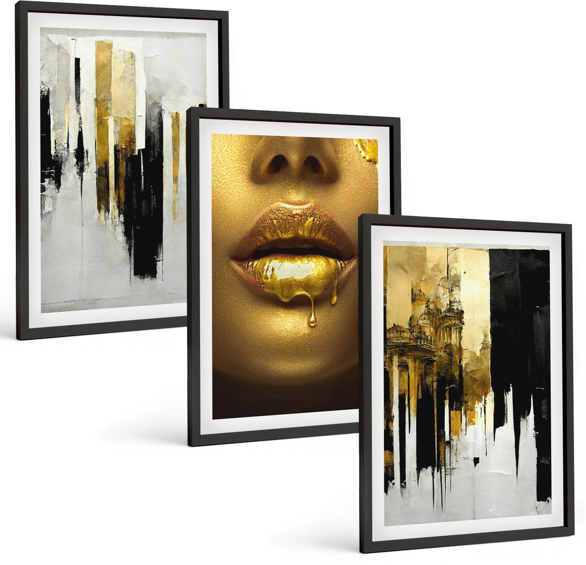 Tulup 4-Delige Schilderij Set - Abstracte schilderkunst en portret van een vrouw - 40 x 60 cm - Decoratieve Schilderijen - Woonkamer - Interieur - Moderne Wanddecoratie