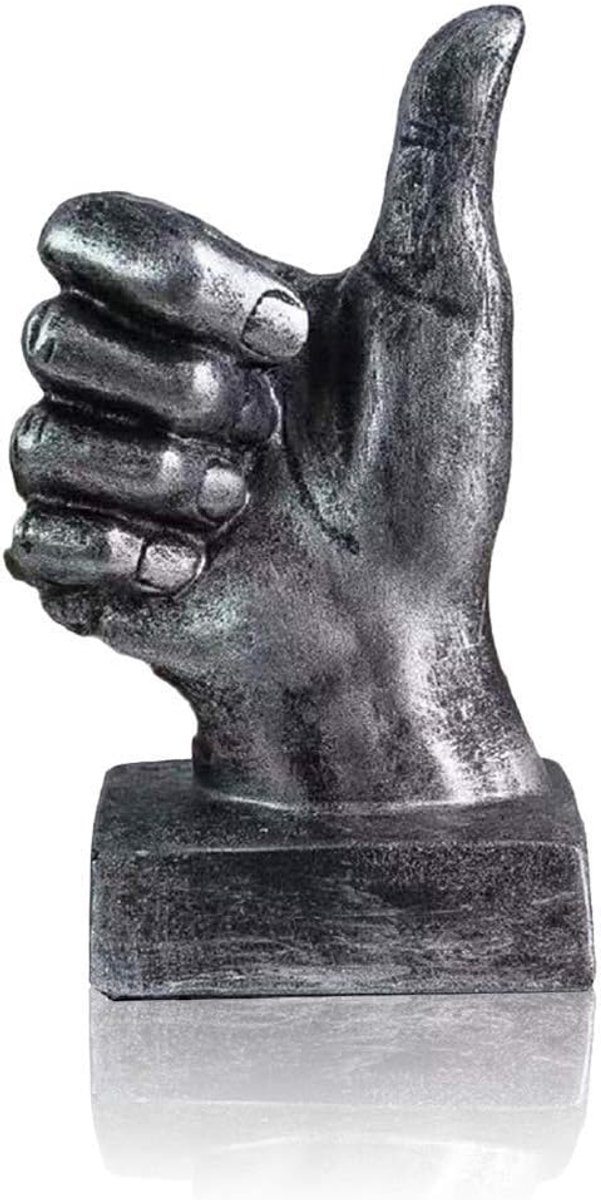 Lependor Hand Sculpture Decor Finger Statue Resin Desk Decorations for Home and Office - (Silver, Thumbs Up) - ShopVlot