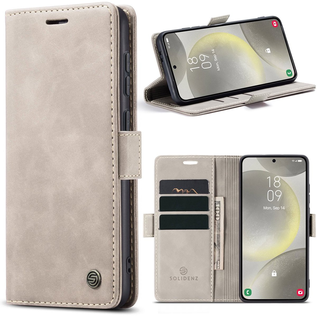 Solidenz geschikt voor Samsung Galaxy S26 FE hoesje - Bookcase - Beige