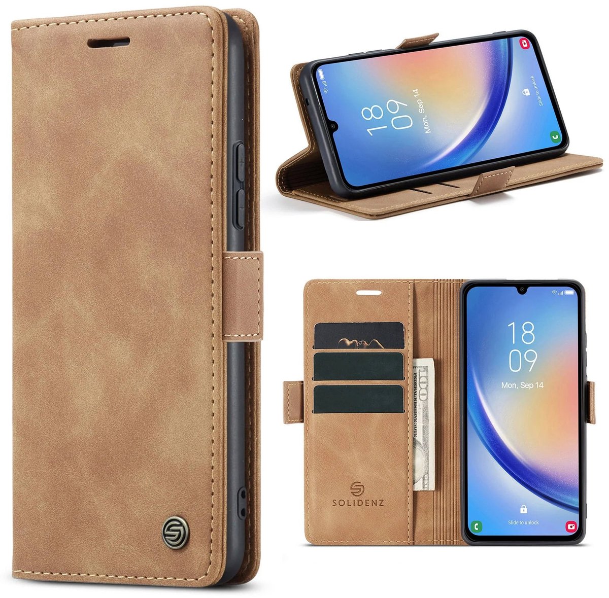 Solidenz hoesje - Geschikt voor Samsung Galaxy A27 - Bookcase - Bruin